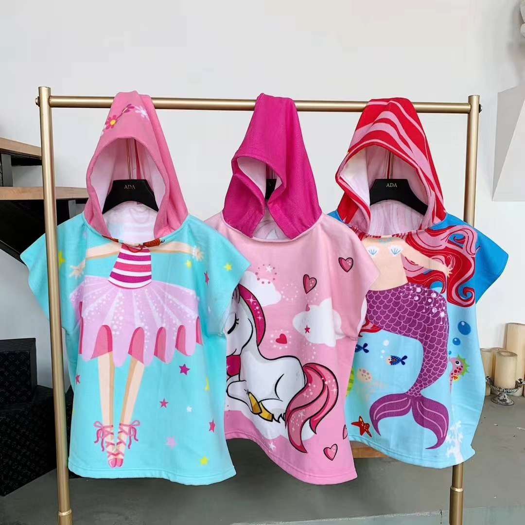 Manufacturers Direct Sales Of Children's Bath Towel Cape Boys And Girls Hooded Bathrobe Cape Micro Business Explosion Can Wear Bath Towel Home undefined