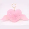 Heart-shaped wings, heart-shaped hairball keychain pendant, heart-shaped plush bag, girl's pendant, cute car gift Application Scenario