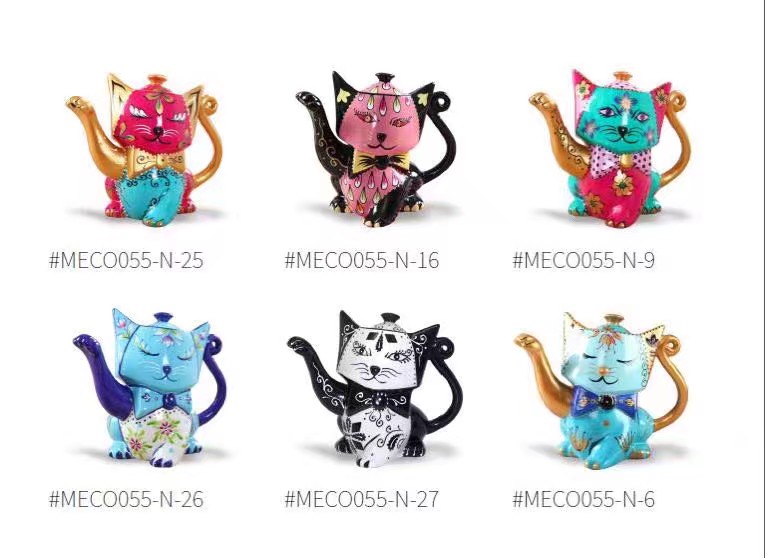 Chunling Craft Ceramic Painted Cat Teapot Home Decoration 11