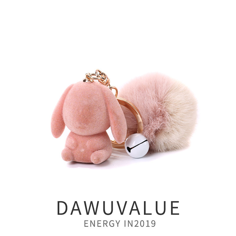 Little rabbit car keychain, cute plush bag, pendant, doll, figurine, accessory, girlish heart pendant, gift circle