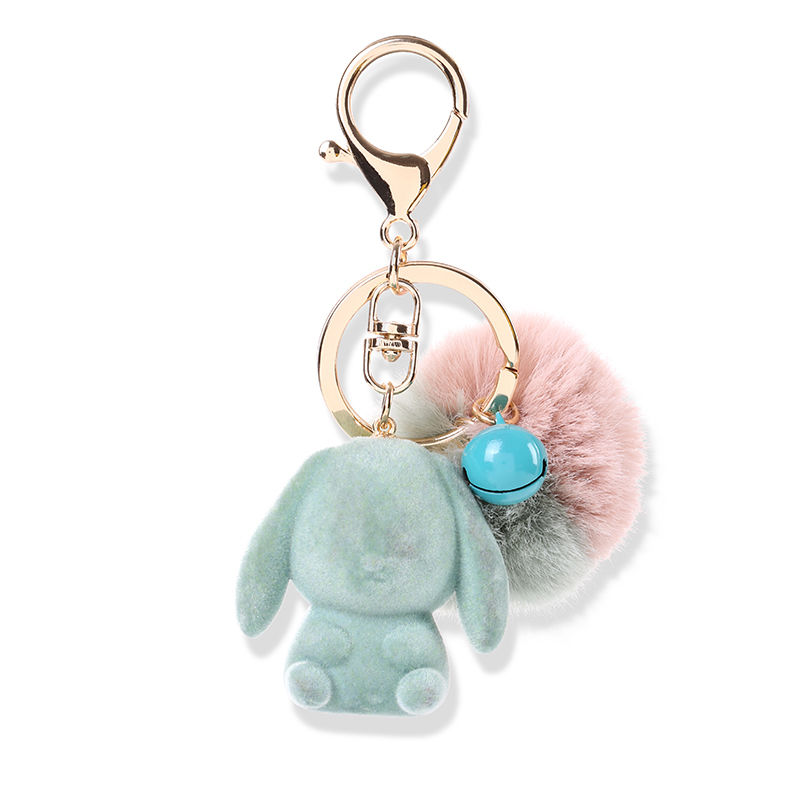Little rabbit car keychain, cute plush bag, pendant, doll, figurine, accessory, girlish heart pendant, gift circle Item Picture