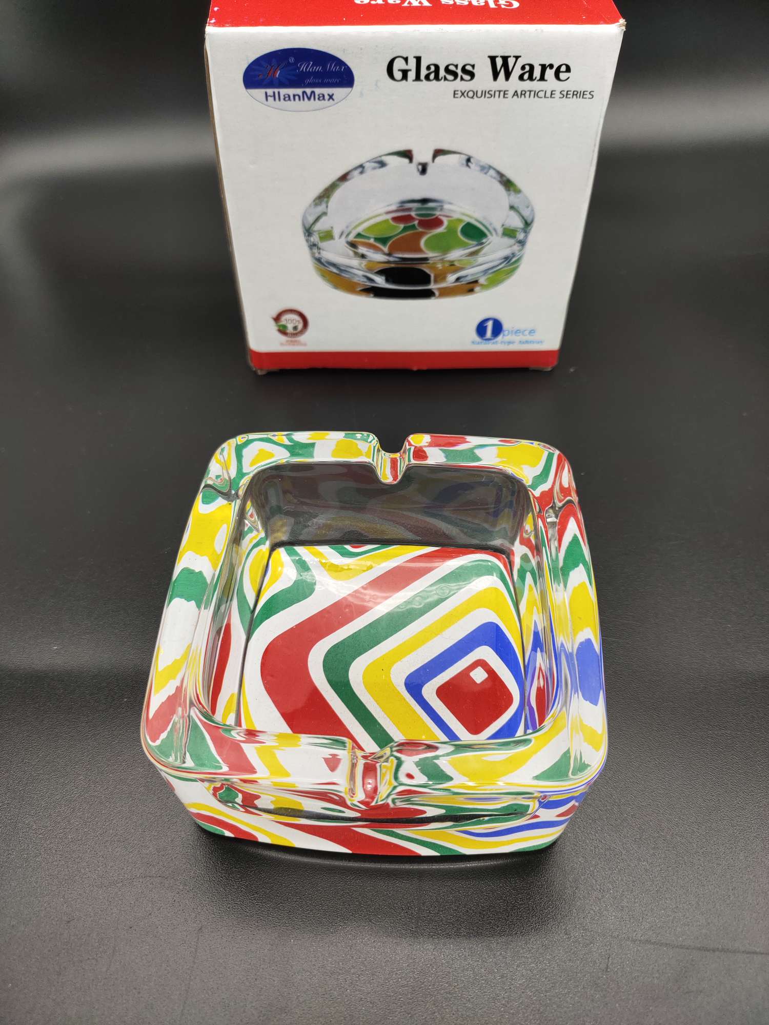 方形玻璃烟灰缸烤花烟灰缸产品图