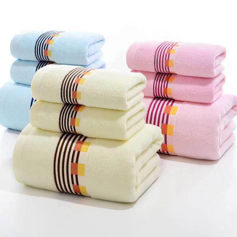 Household adult men's and women's color checkered all-cotton non-shedding bath towels