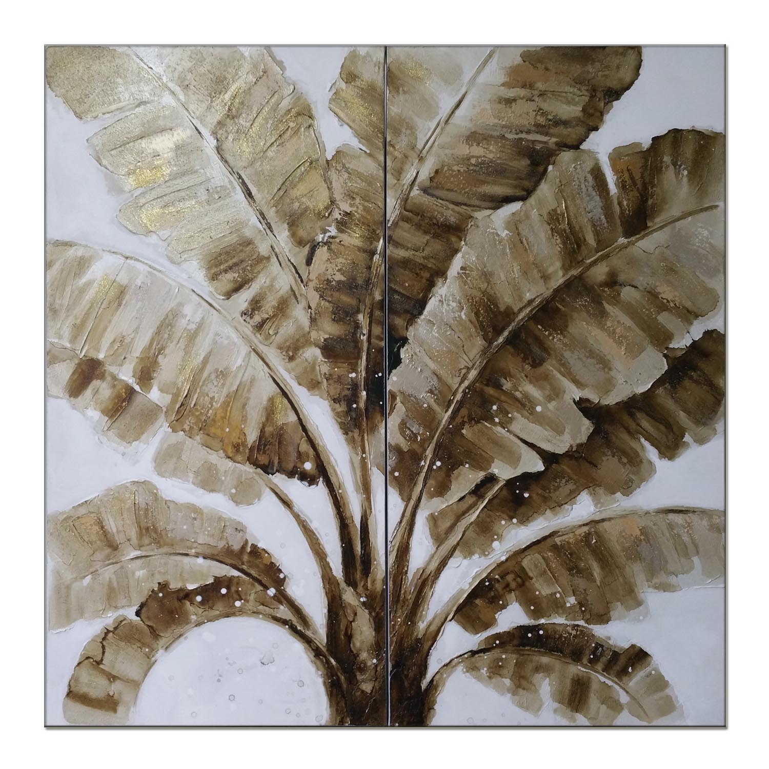 Three - dimensional hand - painted banana leaf two joint paintings thumbnail