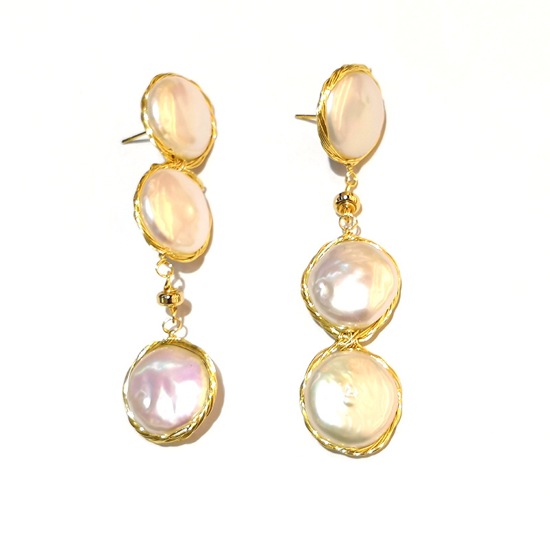 2019 European and American natural Baroque pearl earrings drop earrings female fashion trend versatile earrings handmade jewelry trend thumbnail