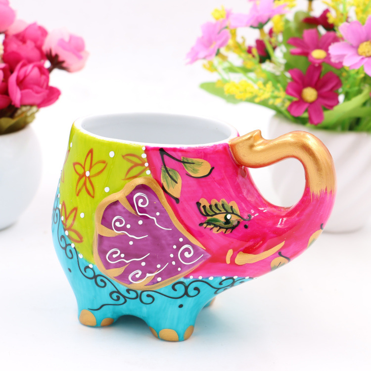 Chunling Craft Burst Hot Hot Hand-Painted Ceramic Cup High-End Creative Ceramic Elephant Cup Water Cup Teacup Home Decoration 1 Specification drawing