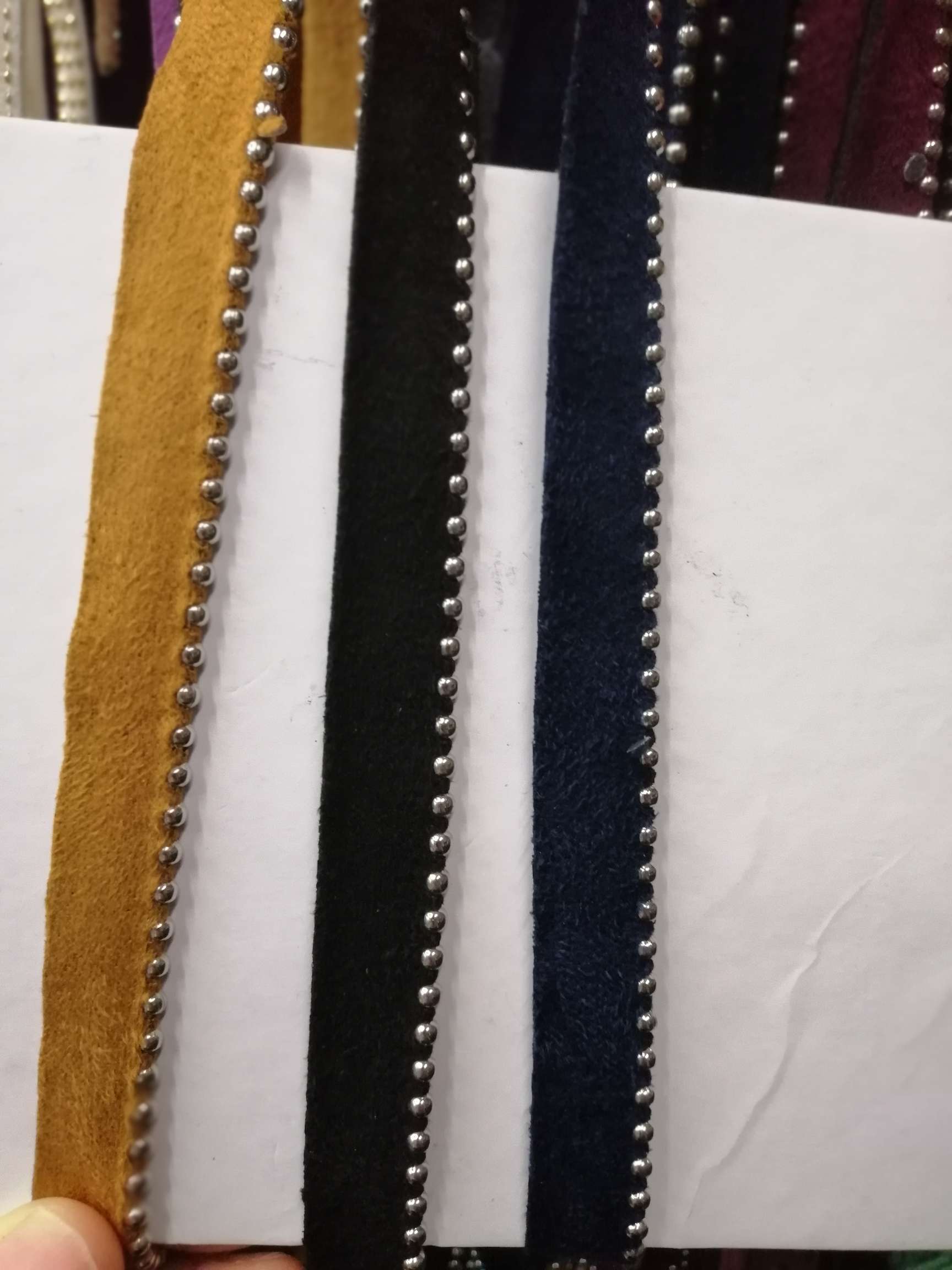 Velvet Strip And Bead Chain