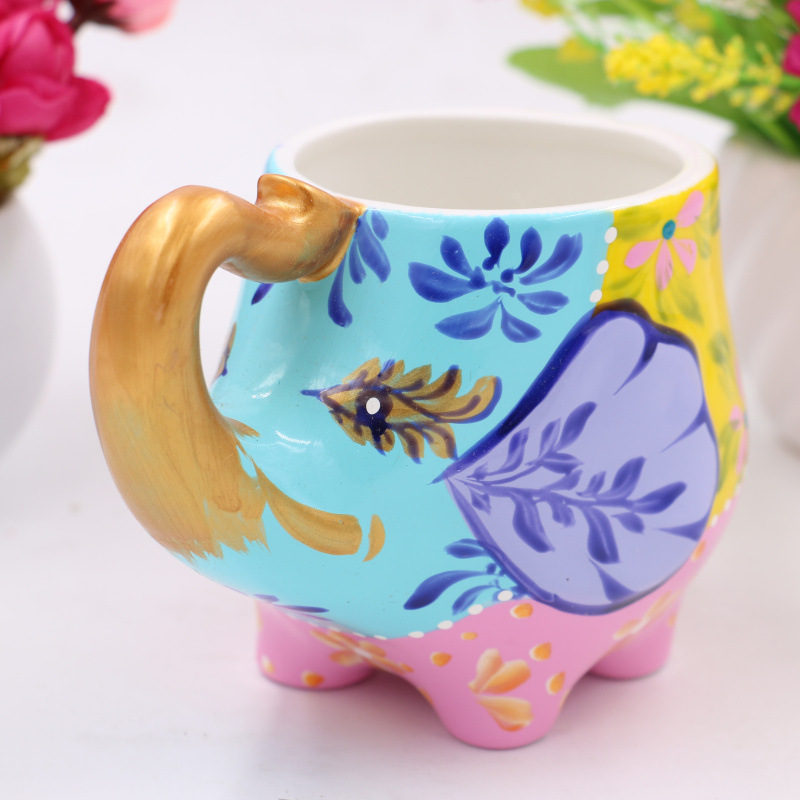 Chunling Craft Burst Hot Hot Hand-Painted Ceramic Cup High-End Creative Ceramic Elephant Cup Water Cup Teacup Home Decoration 1 undefined