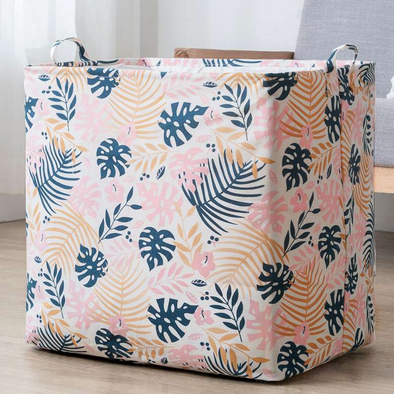 Cotton and linen quilt storage bag Big Bag bundle pocket dirty clothes bucket folding waterproof dirty clothes basket square storage bucket Cloth storage bucket Children's toy storage bucket 100L thumbnail