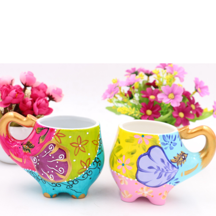 Chunling Craft Burst Hot Hot Hand-Painted Ceramic Cup High-End Creative Ceramic Elephant Cup Water Cup Teacup Home Decoration 1 details Picture