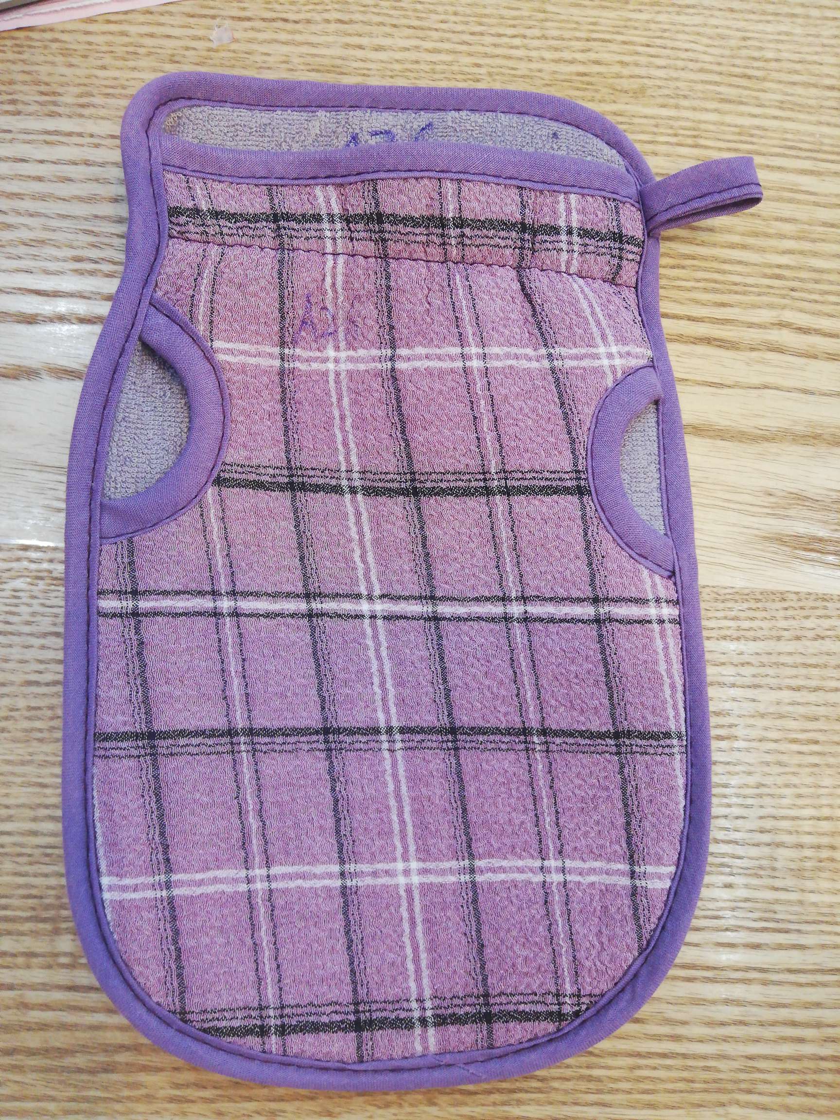 New Color Plaid Fingerless Bath Gloves details Picture