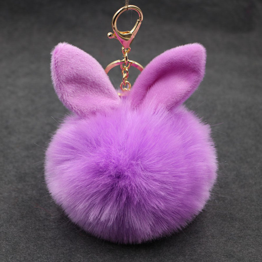 Plush keychain pendant, cute rabbit ear pom-ball pendant, faux fur bag accessory, fluffy pom-ball pendant Specification image