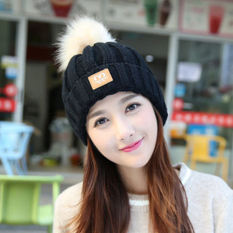 Hat female autumn winter student fashion Han edition knitted hat wool hat moon hat winter plus velvet ear protection warmth versatile match thumbnail