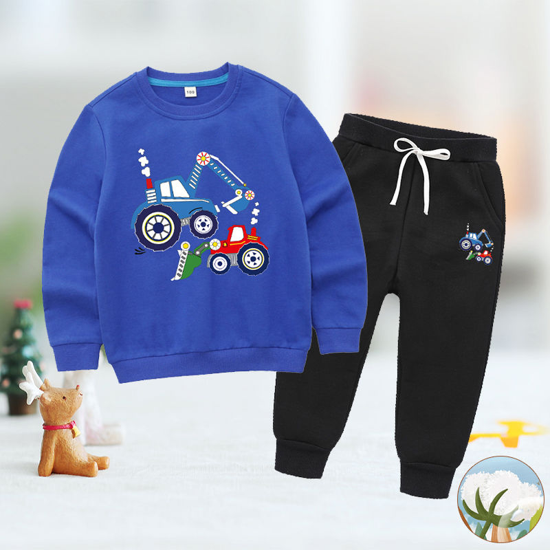 Spring and autumn new children's pure cotton suit boy baby hoodies round thumbnail