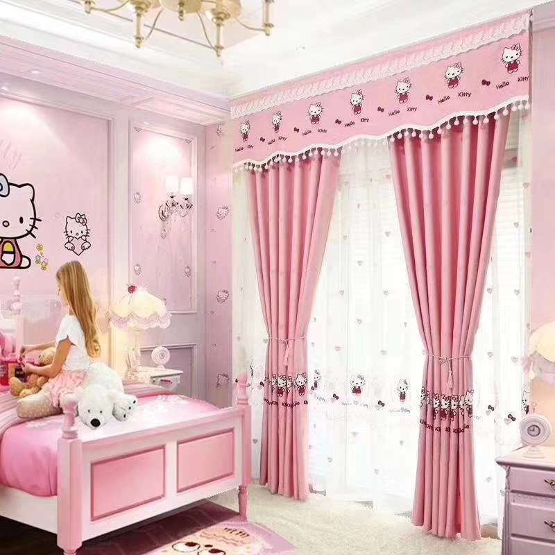 New style factory direct sales available for retail and wholesale of cartoon Kate Cat embroidered curtain fabric