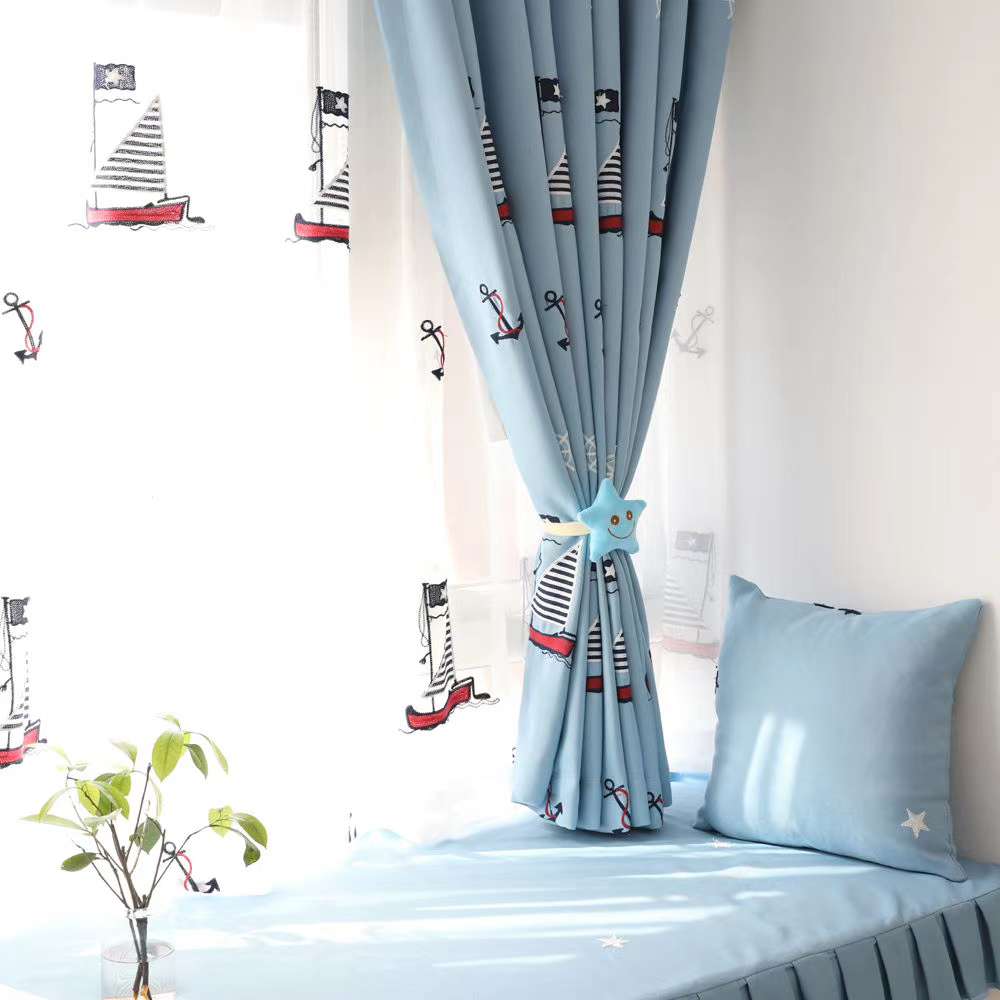 New style factory direct sales available for retail and wholesale of Kaka Tong sailboat embroidered curtain fabric Application Scenario