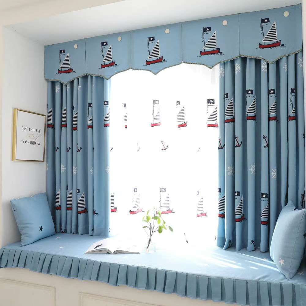 New style factory direct sales available for retail and wholesale of Kaka Tong sailboat embroidered curtain fabric
