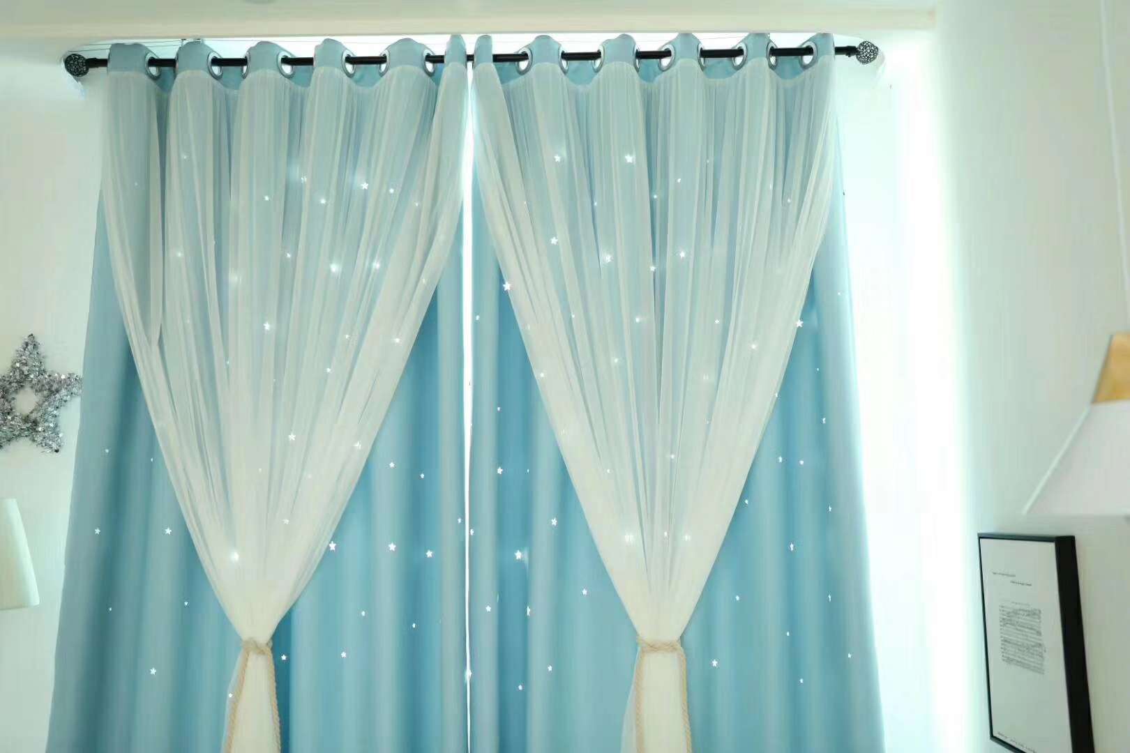 New style factory direct sales available for retail wholesale card-hollowed-out star ⭐ premium curtain fabric