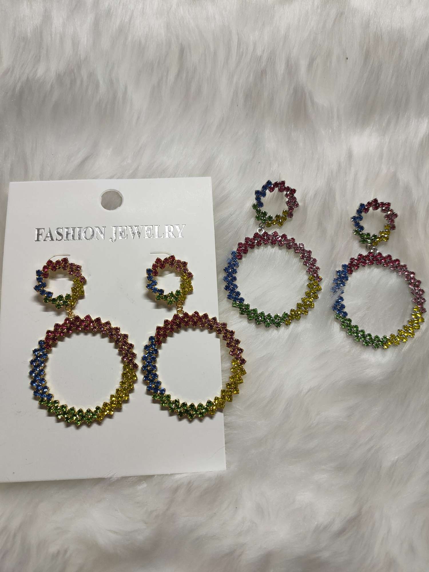 Colorful double round boutique earrings thumbnail