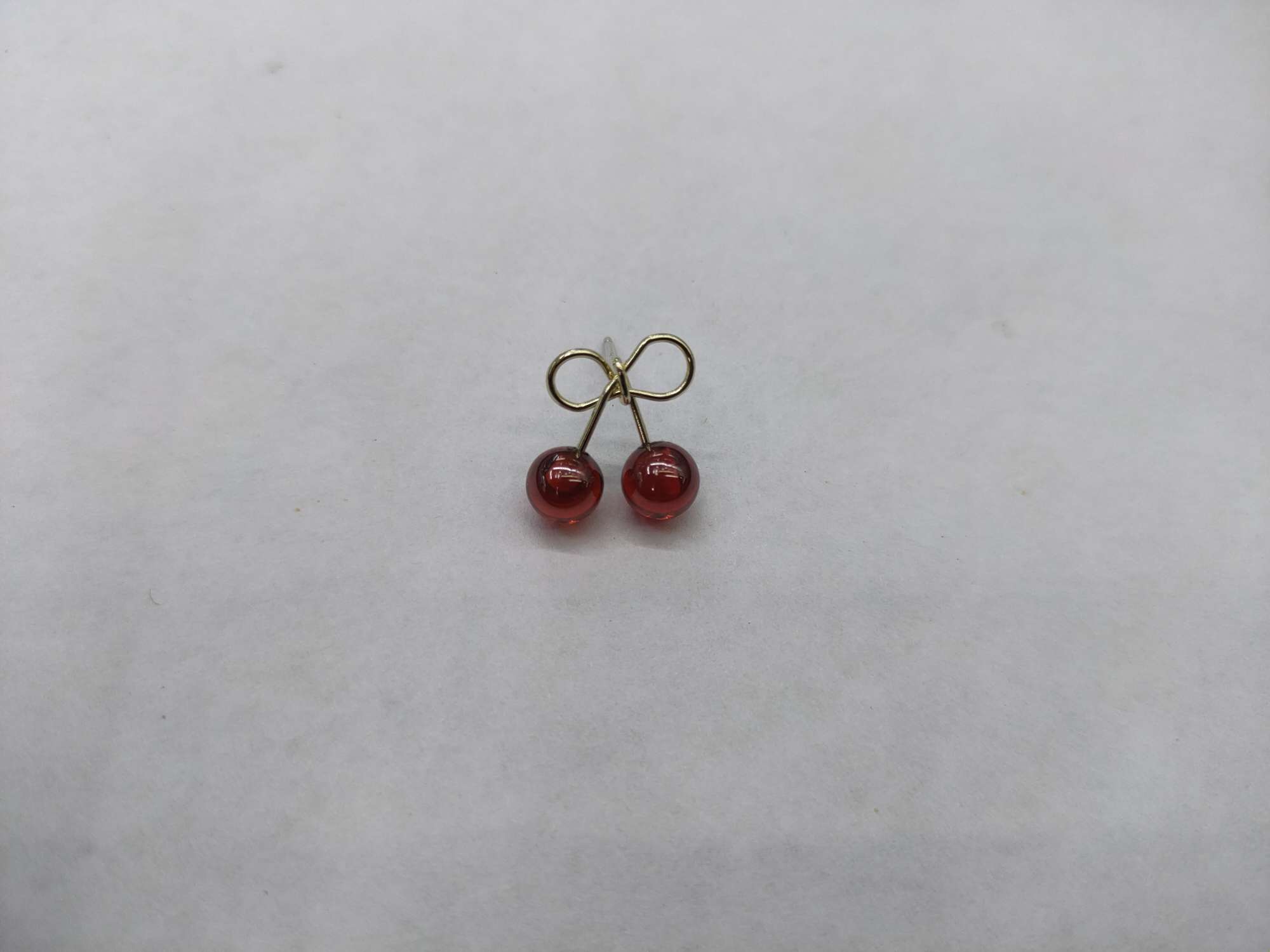Cherry earrings, 925 sterling silver pins, anti-allergy Xinyao jewelry accessories, a popular DIY product that is cute and charming details Picture