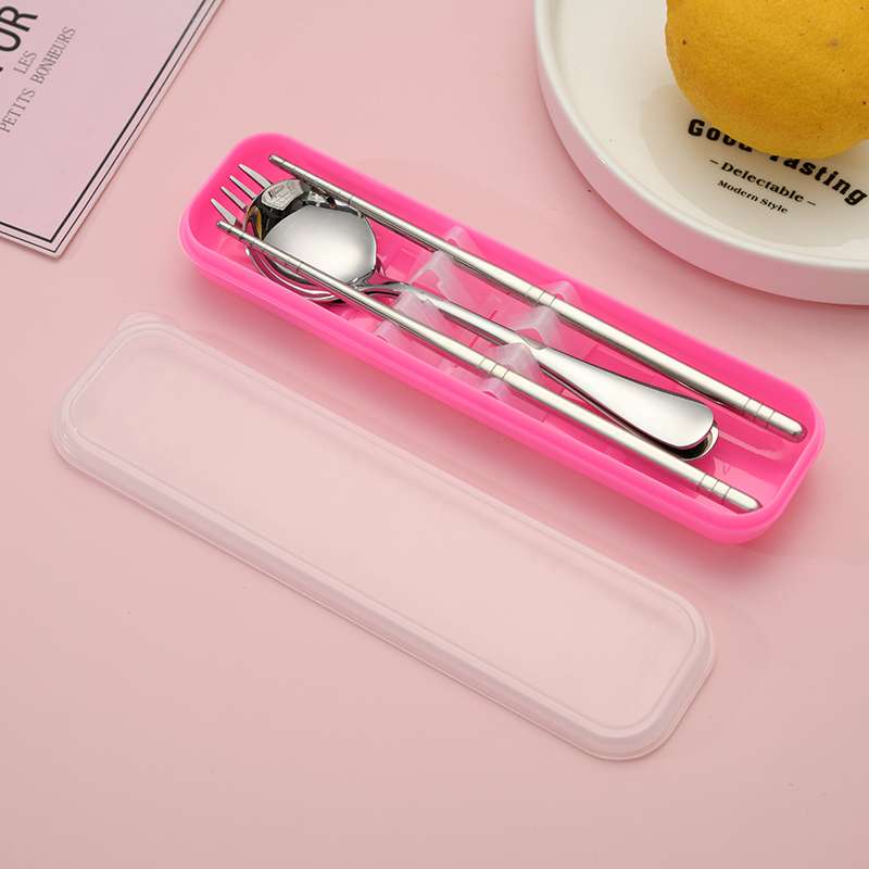 不锈钢餐具便携三件套网红勺子叉子筷子韩式叉勺筷套装产品图