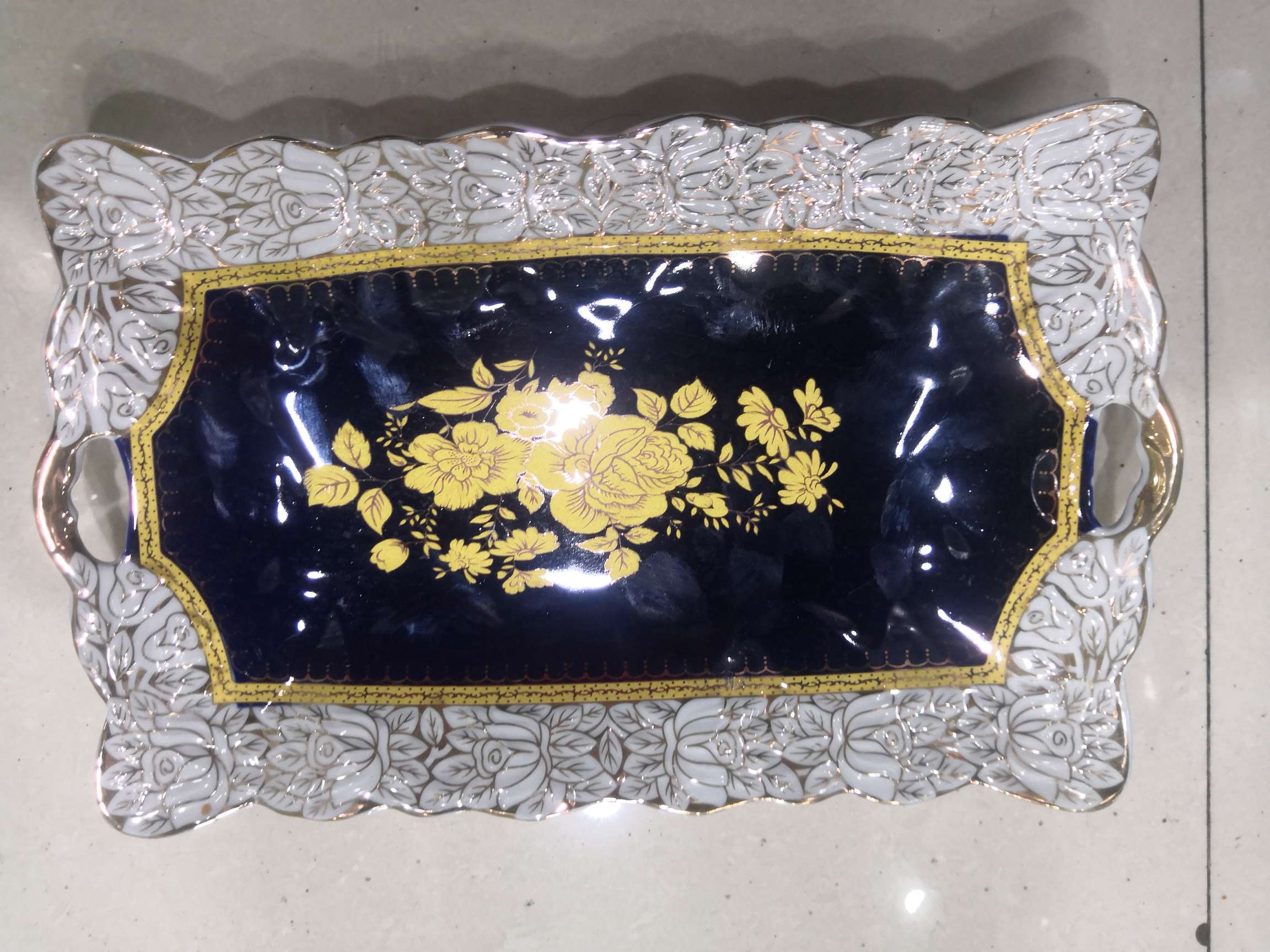 Dingmei Ceramic blue glazed plate
