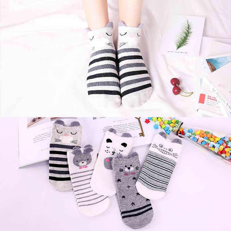 Cartoon cute cotton socks straight board stereoscopic Korean fashion student short stocking boat socks men's socks women's socks thumbnail