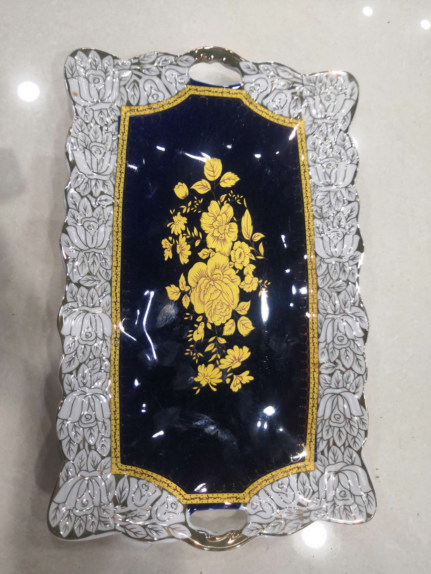 Dingmei Ceramic blue glazed plate details Picture