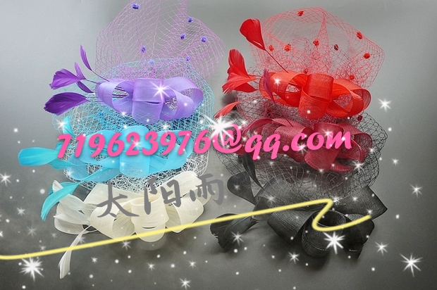 Top hat flower, wedding dress headdress, elastic gauze net details Picture