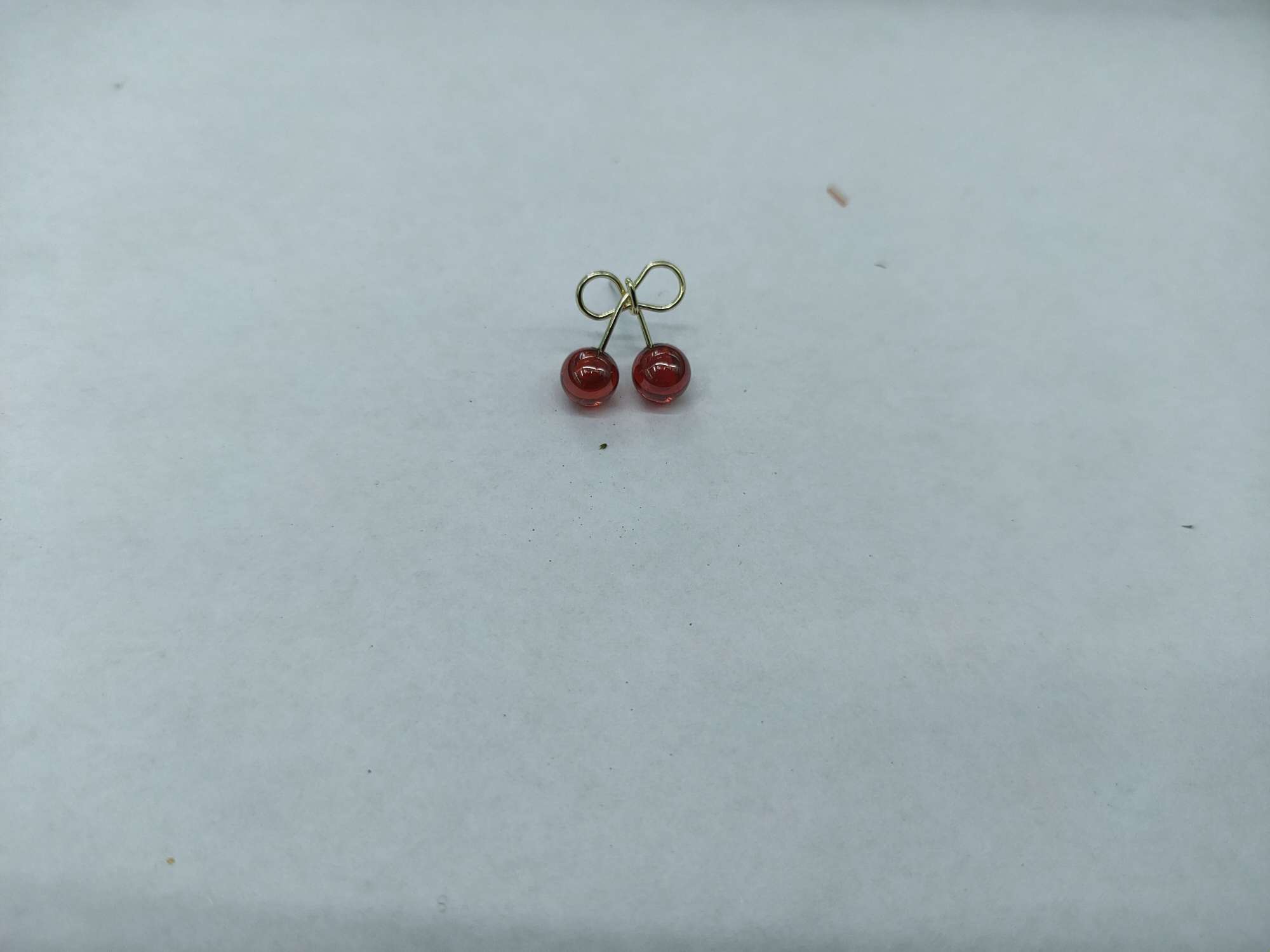 Cherry earrings, 925 sterling silver pins, anti-allergy Xinyao jewelry accessories, a popular DIY product that is cute and charming