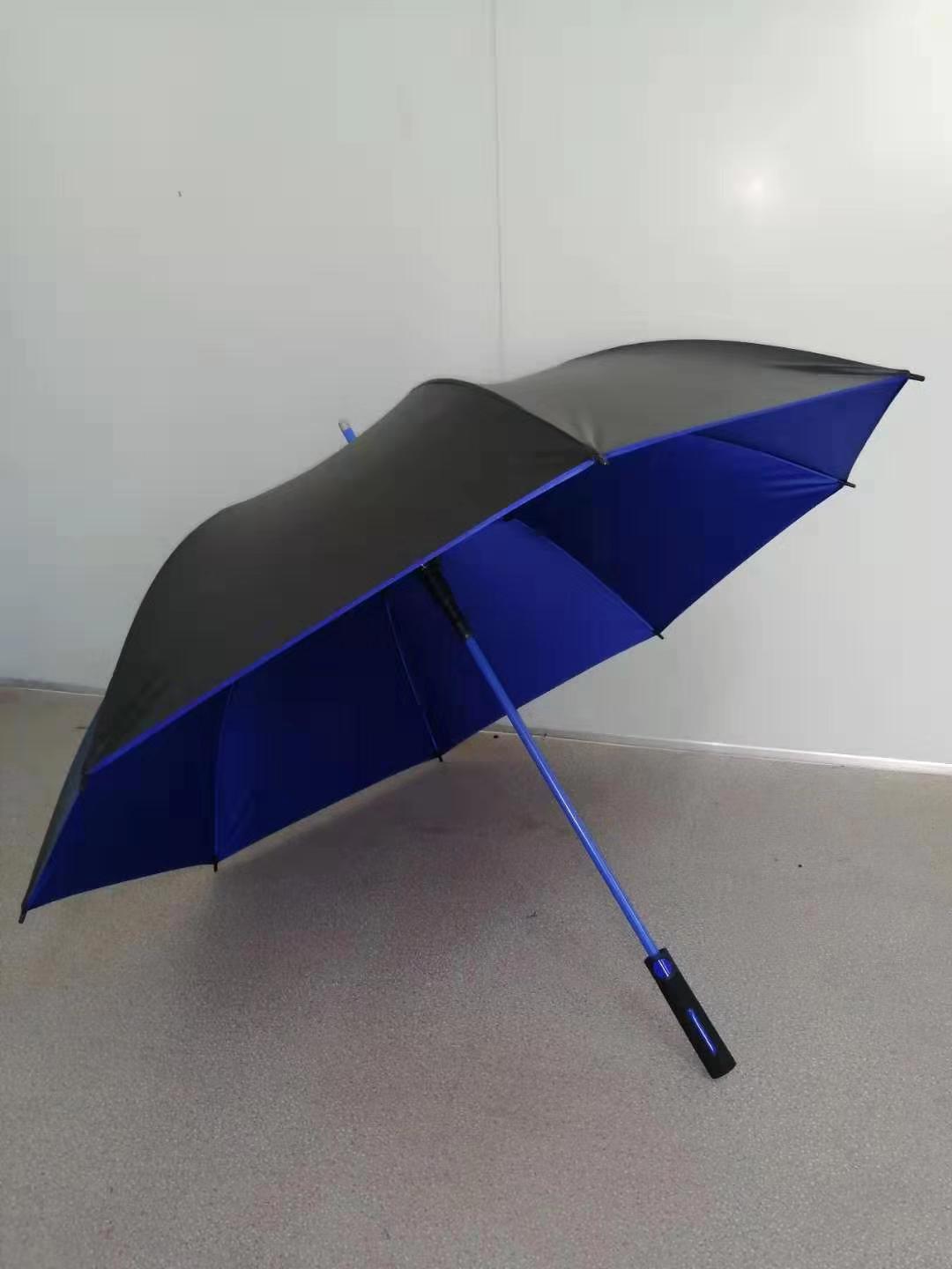 High-end straight-bar black rubber sun protection gifts, umbrellas, business gifts, and customizable printed advertisements details Picture