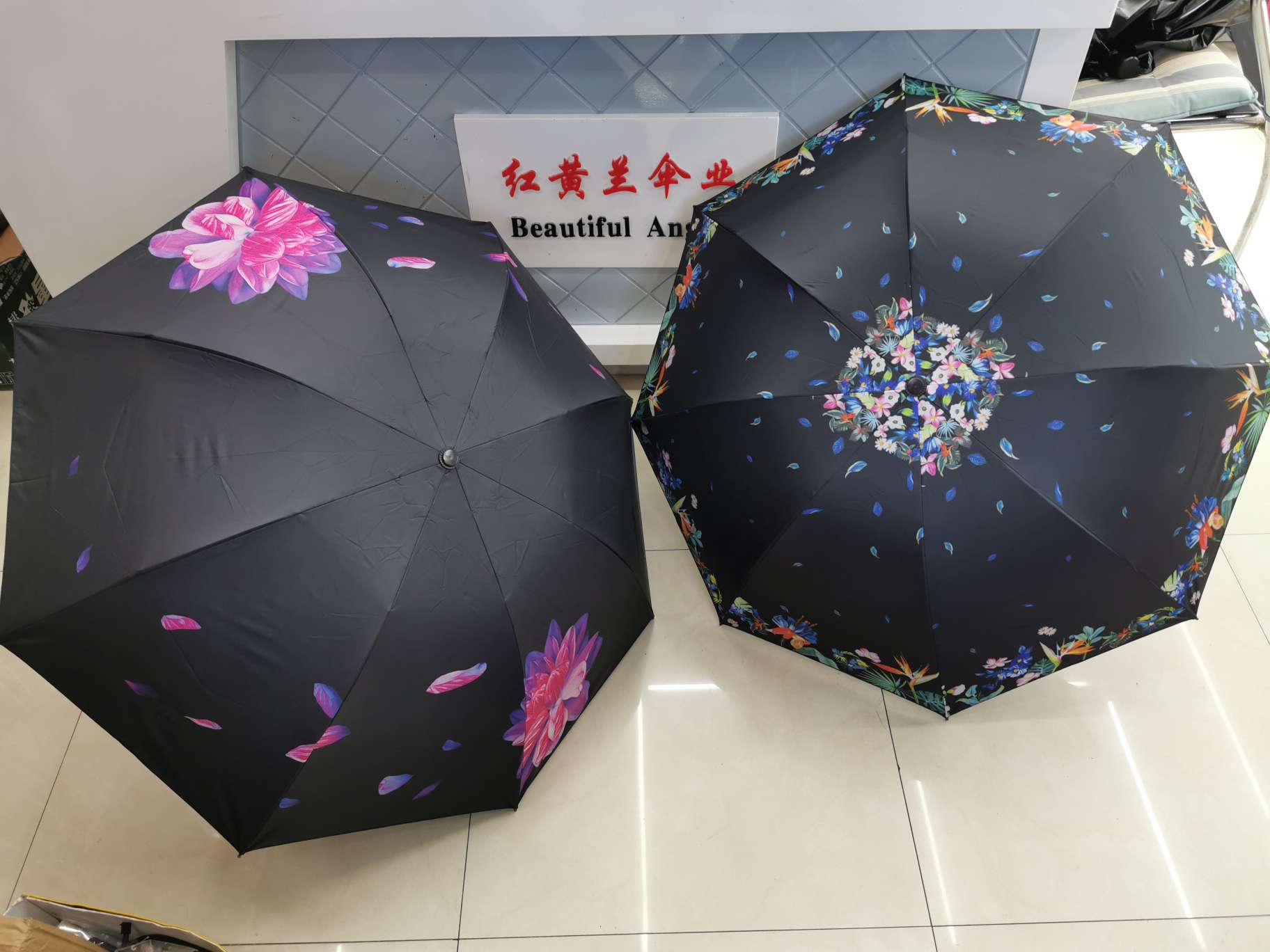 Special price black rubber sun protection and shade umbrella for both sunny and rainy days Specification image