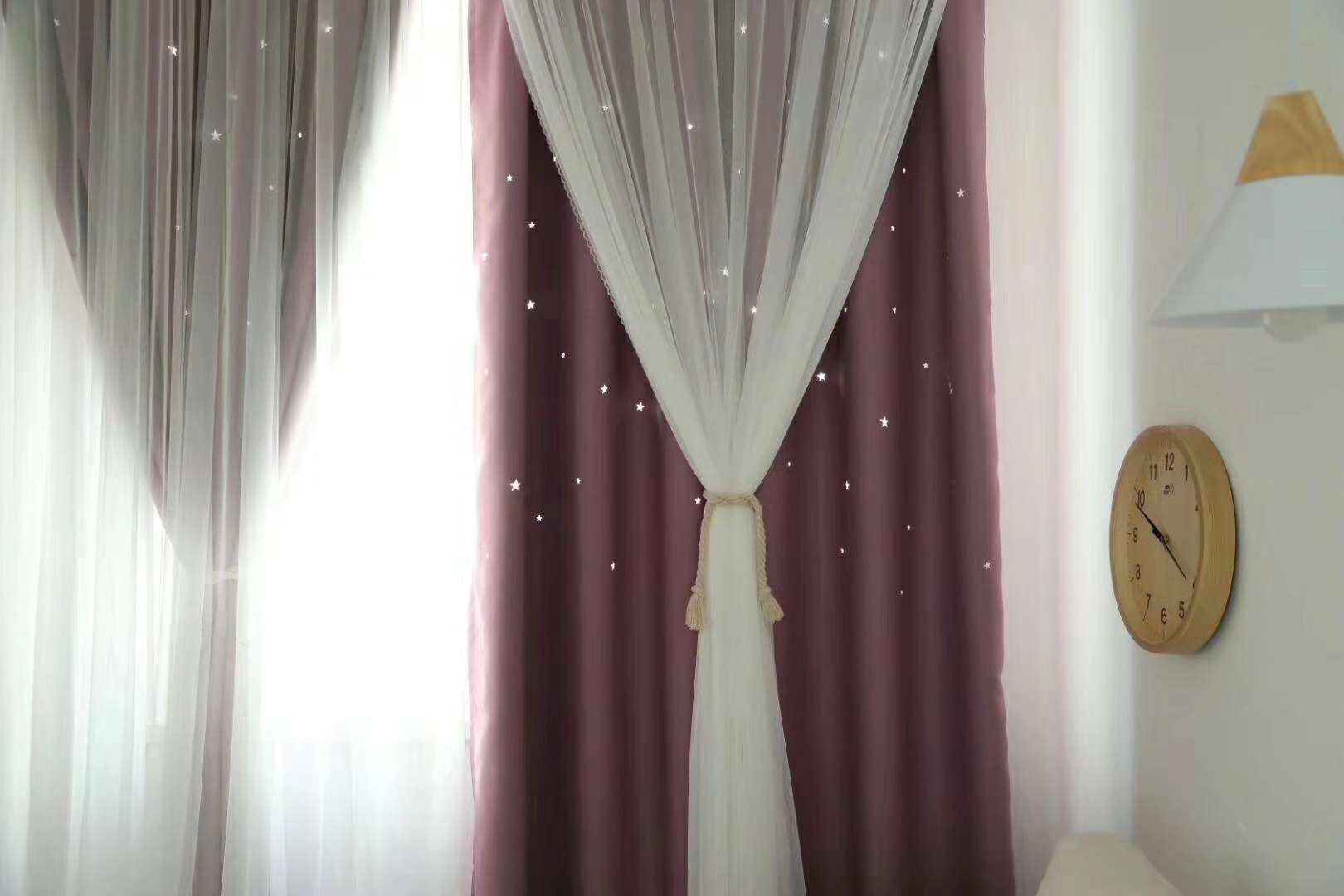 New style factory direct sales available for retail wholesale card-hollowed-out star ⭐ premium curtain fabric Specification image
