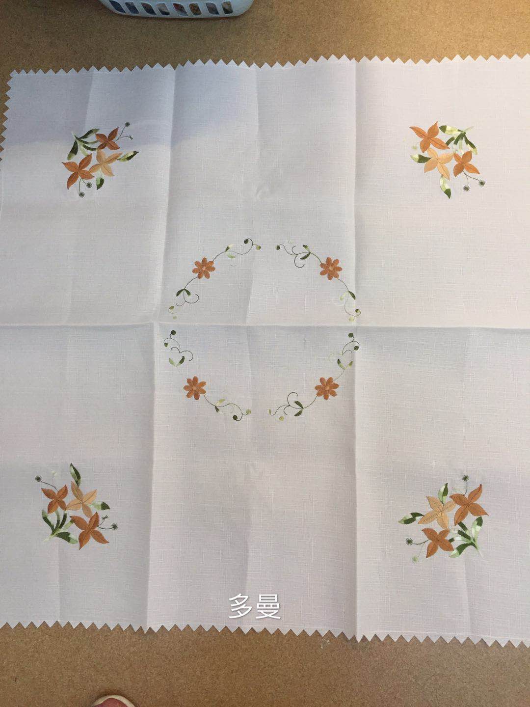 竹节布绣花台布