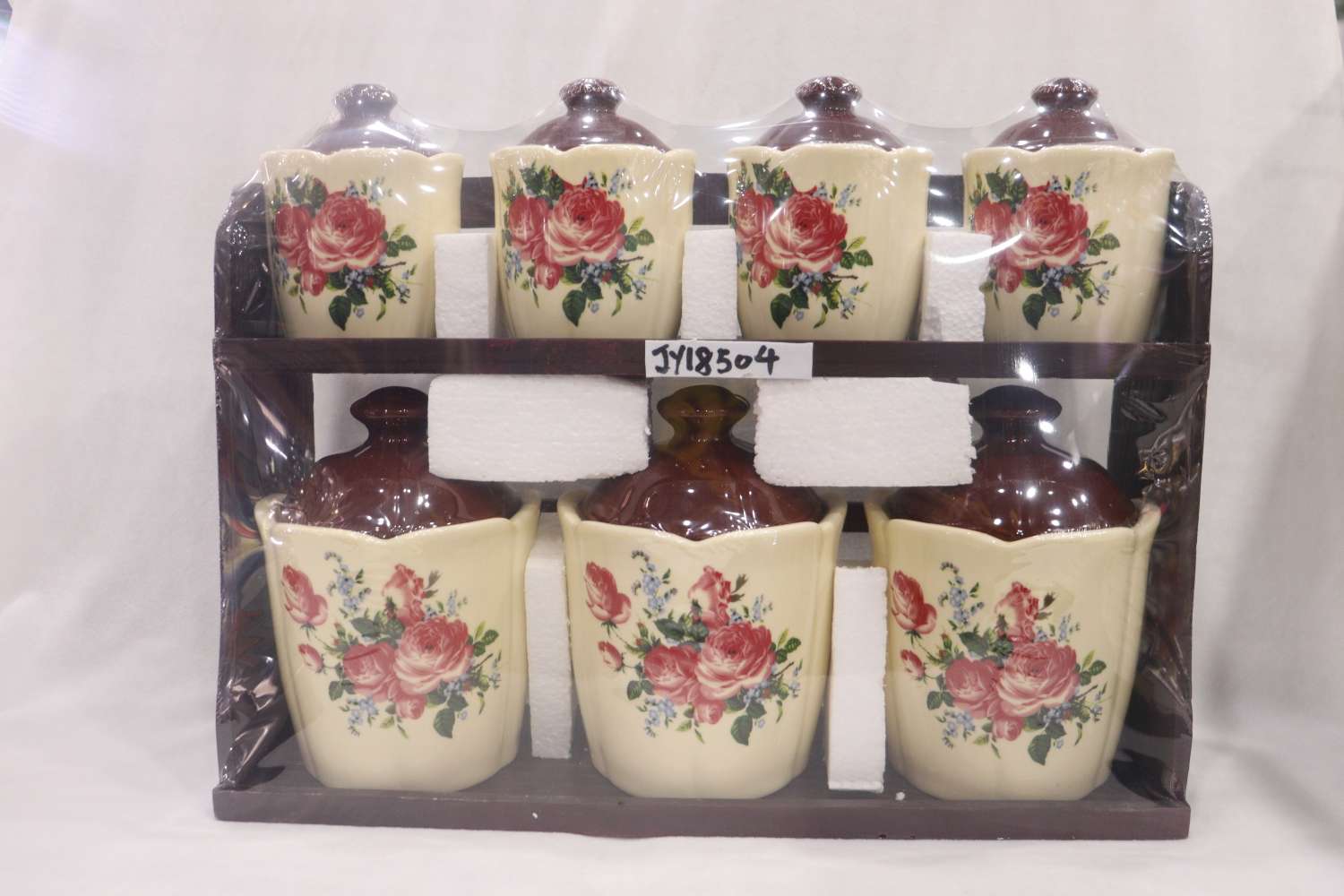 Dingmei Ceramic Decal set Seven Seasoning Jars this season's new style factory direct sale, in stock direct sale details Picture