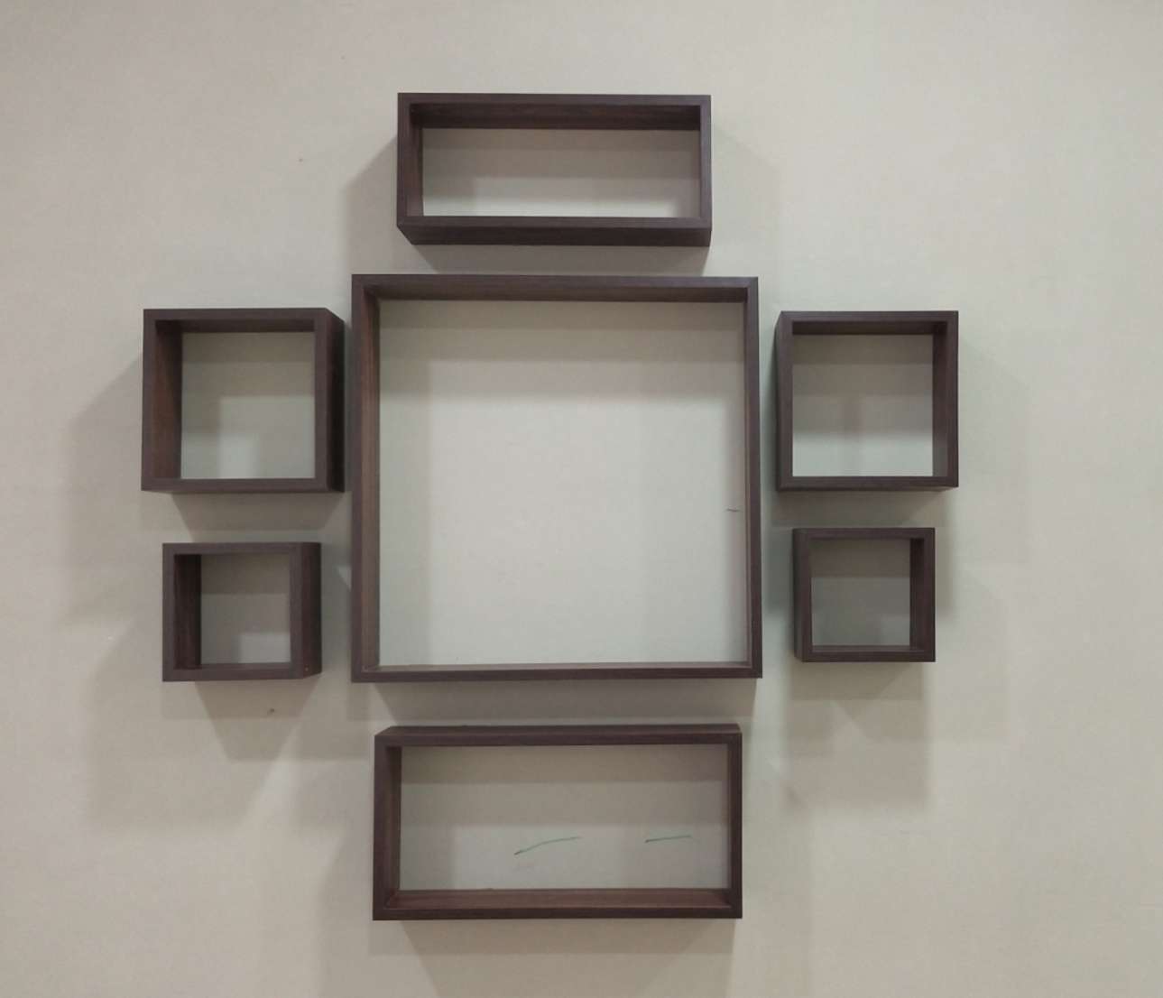Combination veneered seven-piece set, wall hanging rack, storage rack, TV background wall decoration Specification image