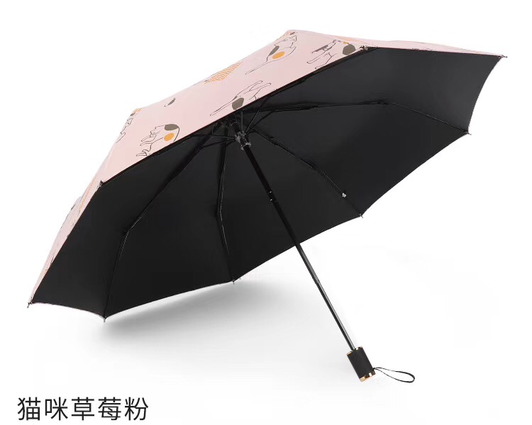 Cat nine-ply board black rubber sunshade umbrella for both sunny and rainy days Specification image