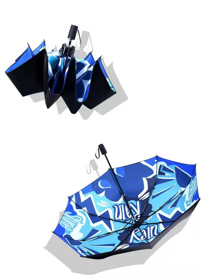 Nine-ply board full shading black rubber sun protection umbrella Specification image