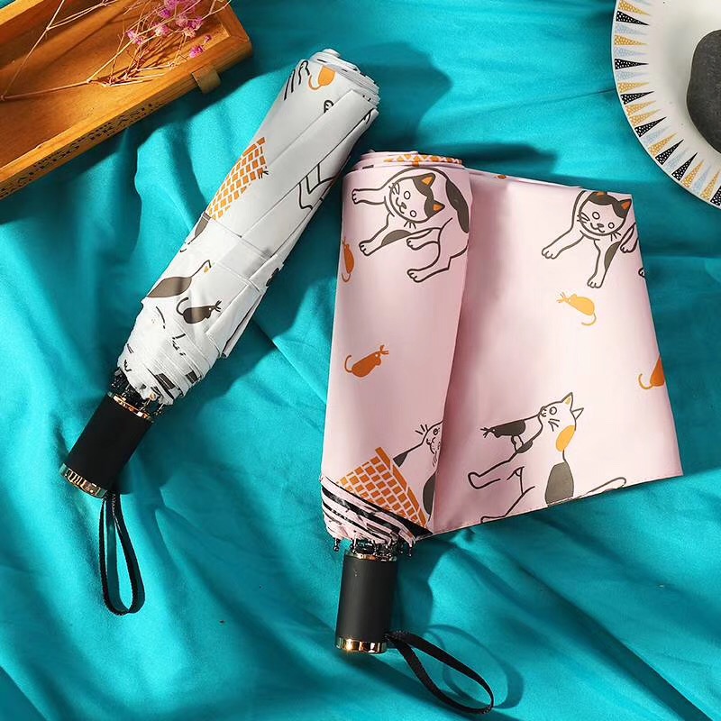 Cat nine-ply board black rubber sunshade umbrella for both sunny and rainy days undefined