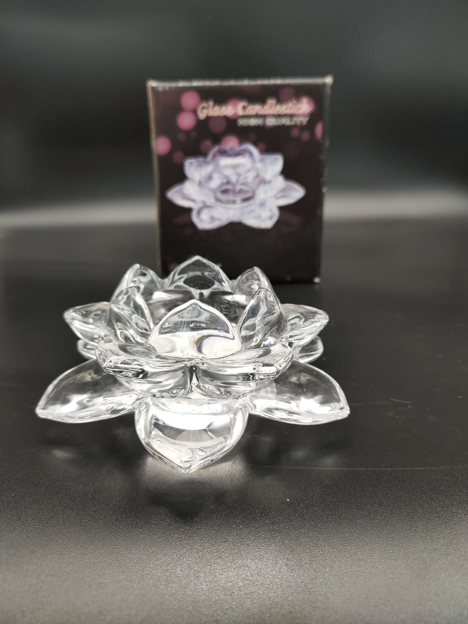 水晶莲花烛台莲花烟灰缸