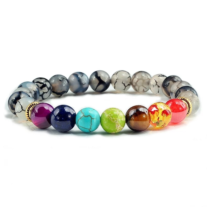 Colorful beaded bracelet, natural stone energy lava bead bracelet Specification image