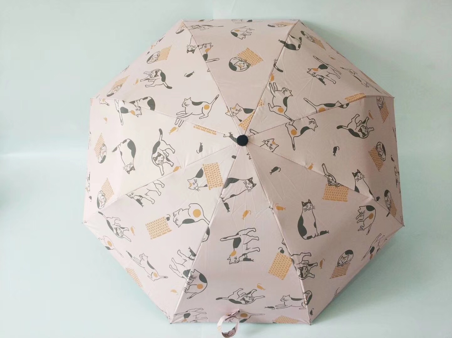 Cat nine-ply board black rubber sunshade umbrella for both sunny and rainy days details Picture