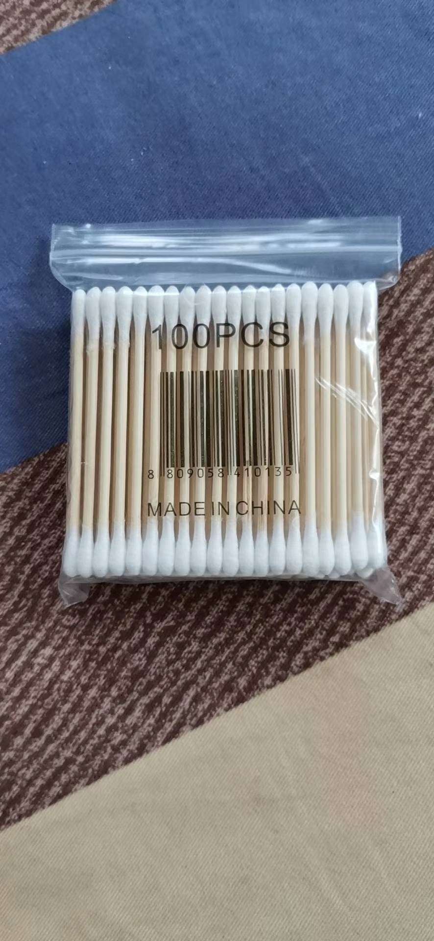 Factory direct wood cotton swab 2 - head round 100 thumbnail