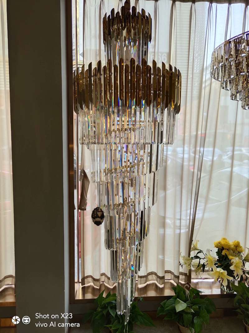 Villa duplex hotel ladder tower lámpara lámpara de cristal, luz moderna lujo lámpara de cristal simple lámpara de cristal