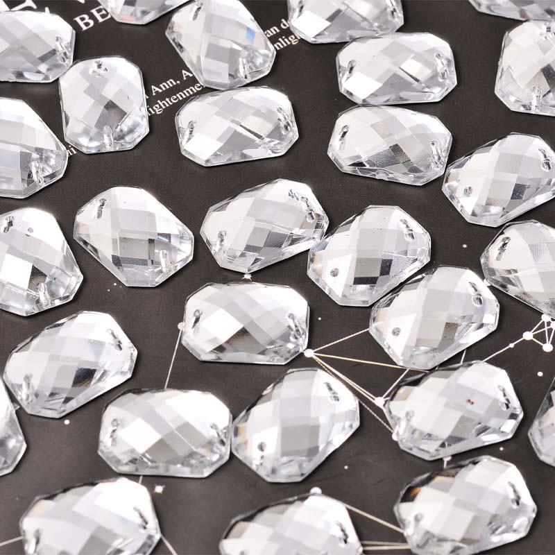 台FE10*14长方八角龟面双孔手缝钻石 跨境热卖 仿台亚克力钻 长方八角双孔平底钻 服装手缝钻饰品配件详情图6