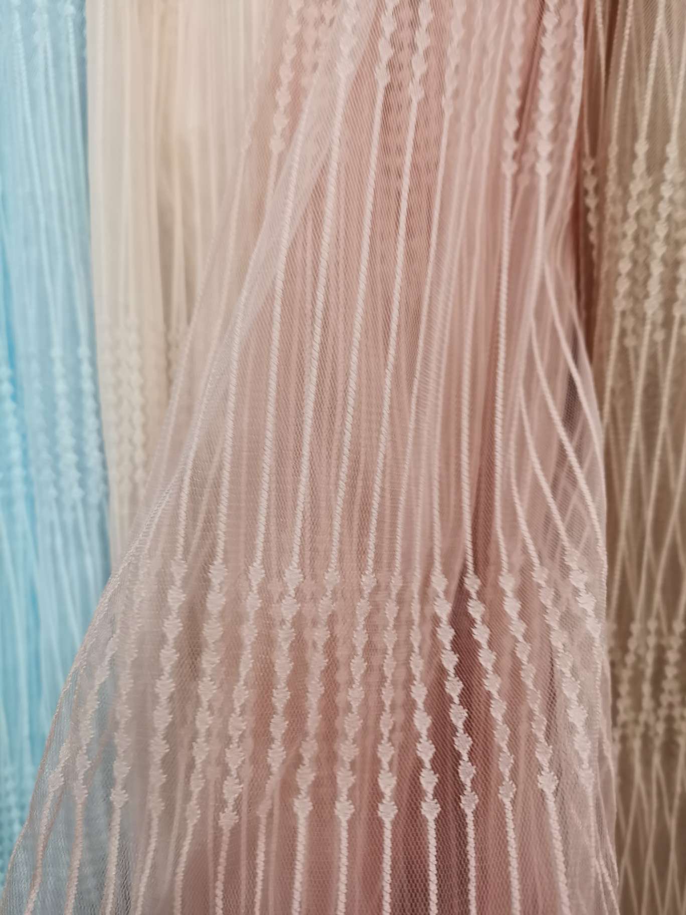 Vertical striped mesh fabric for clothing accessories Specification image