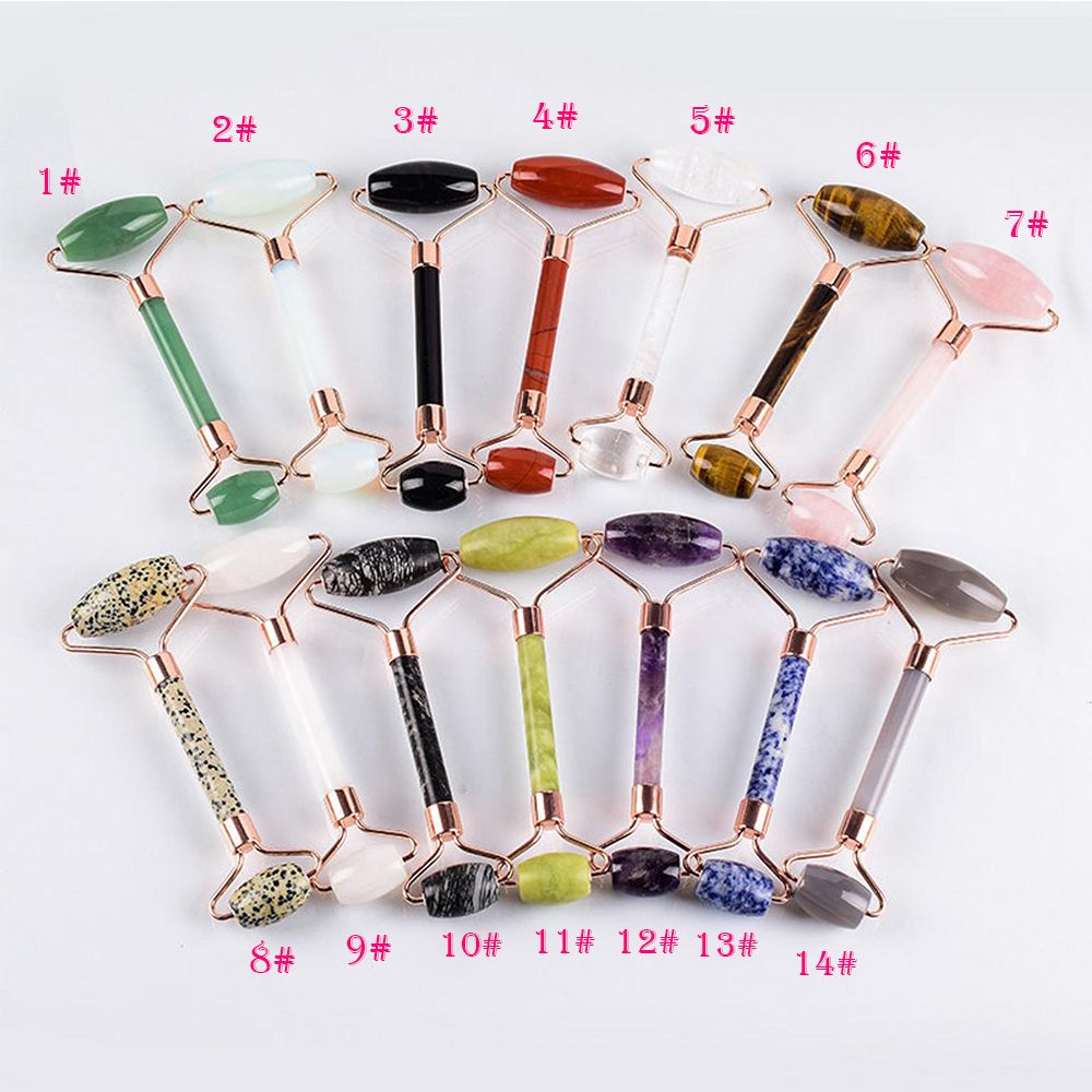 瘦脸神器V脸部按摩器滚轮式粉晶玉石提拉紧致皱纹男女眼部美容棒