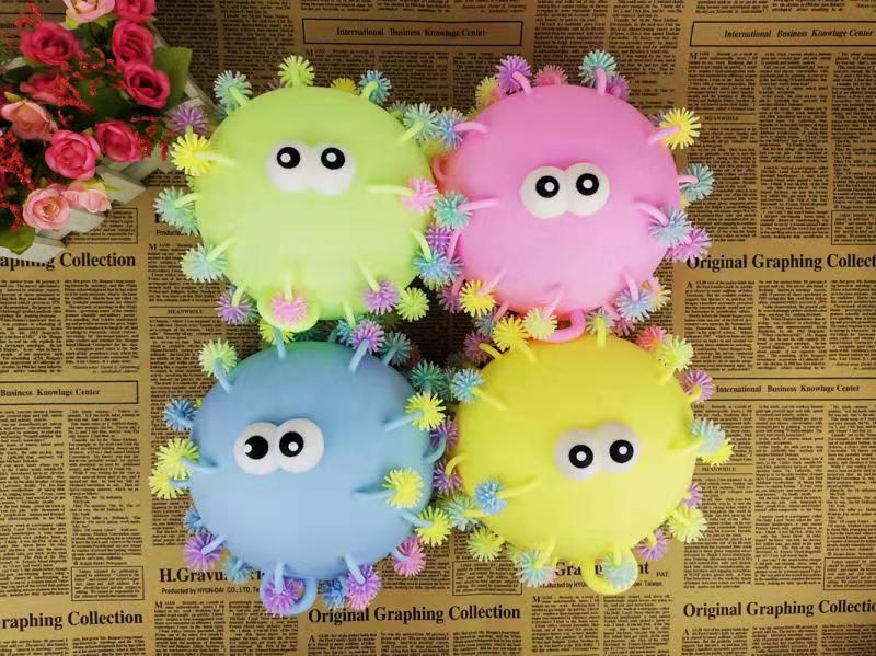 Stall Source Hot Selling Environmental Protection Large Snow Ball Children's Luminous Toys Flash Fur Ball Vent Toys