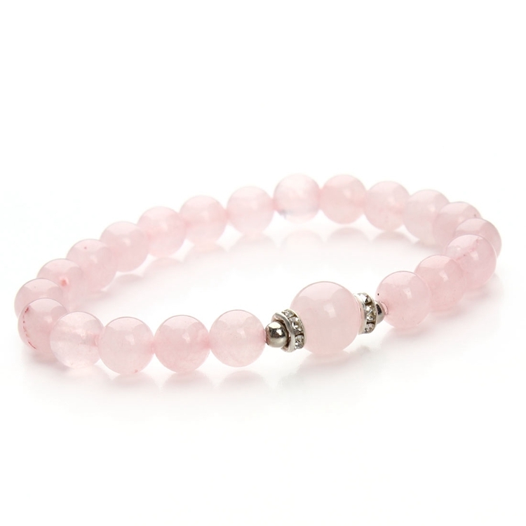 Rose Angel handcrafted 8mm natural gemstone bracelet with garden beads Item Picture
