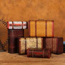 复古手提箱行李箱家用整理收纳箱大号木箱子店铺橱窗装饰道具箱